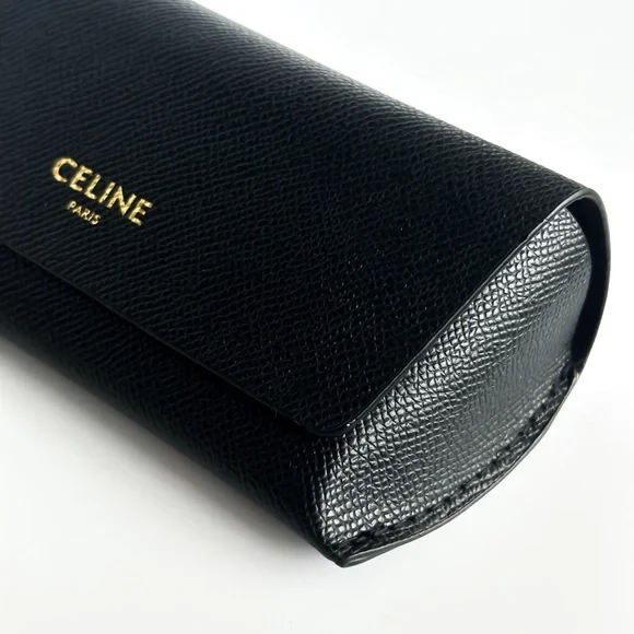 Celine Sunglasses Eyeglasses Medium Soft Black Leather Case W/Box - Picture 5 of 6
